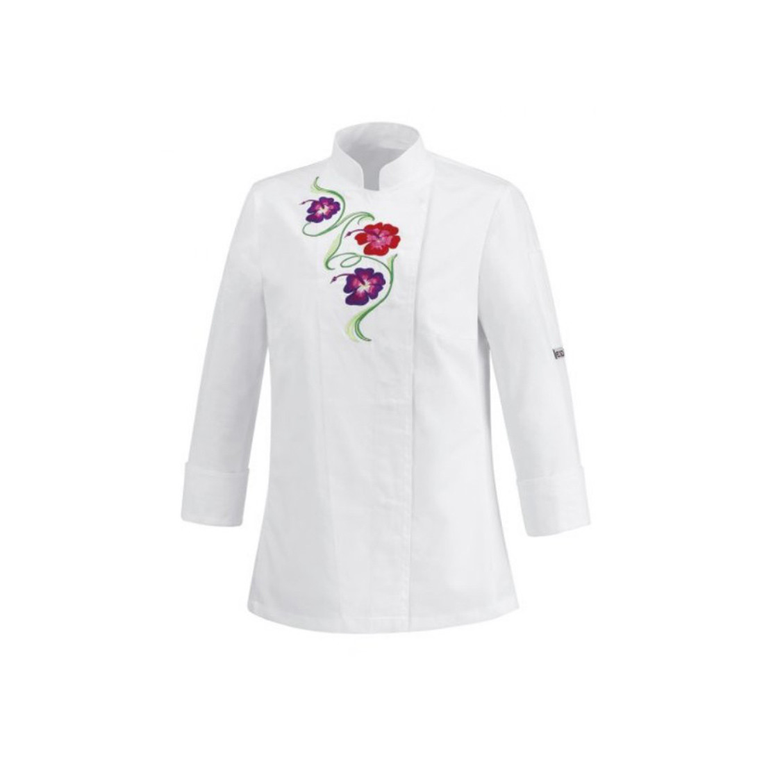 Chaqueta chef para mujer Flowers, 100% algodón - Ropa de protección