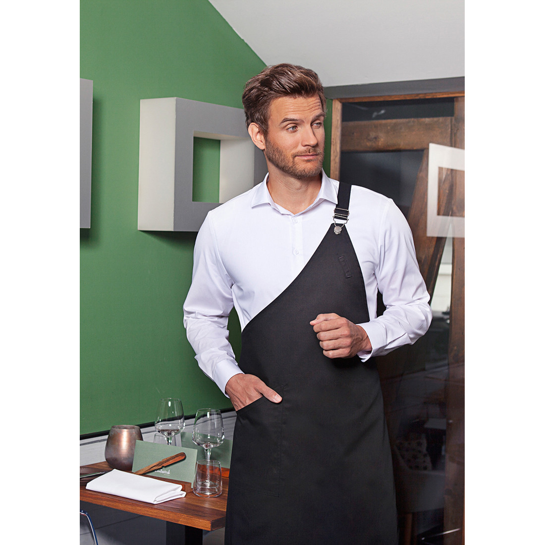 Asymmetrical Bib Apron Classic with Pocket - Safetywear