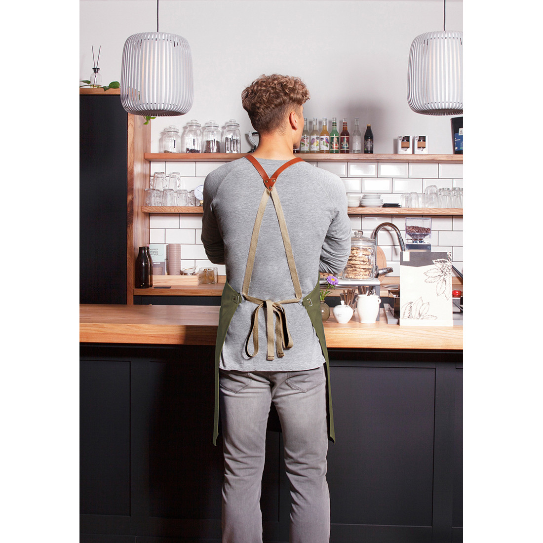 Bib Apron Green-Generation , from Sustainable Material , Recycled Polyester - Safetywear