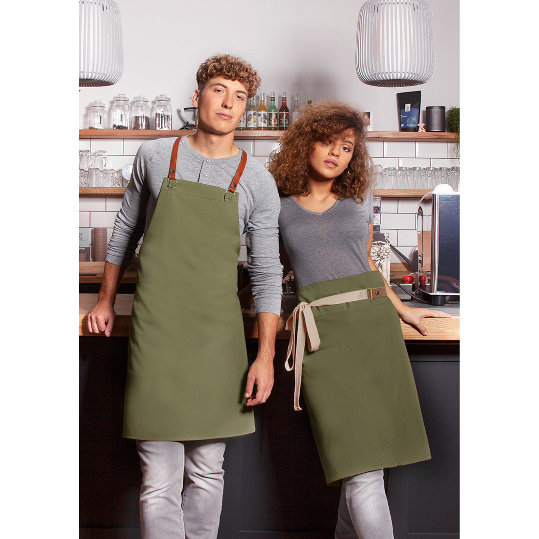 Bib Apron Green-Generation , from Sustainable Material , Recycled Polyester - Safetywear