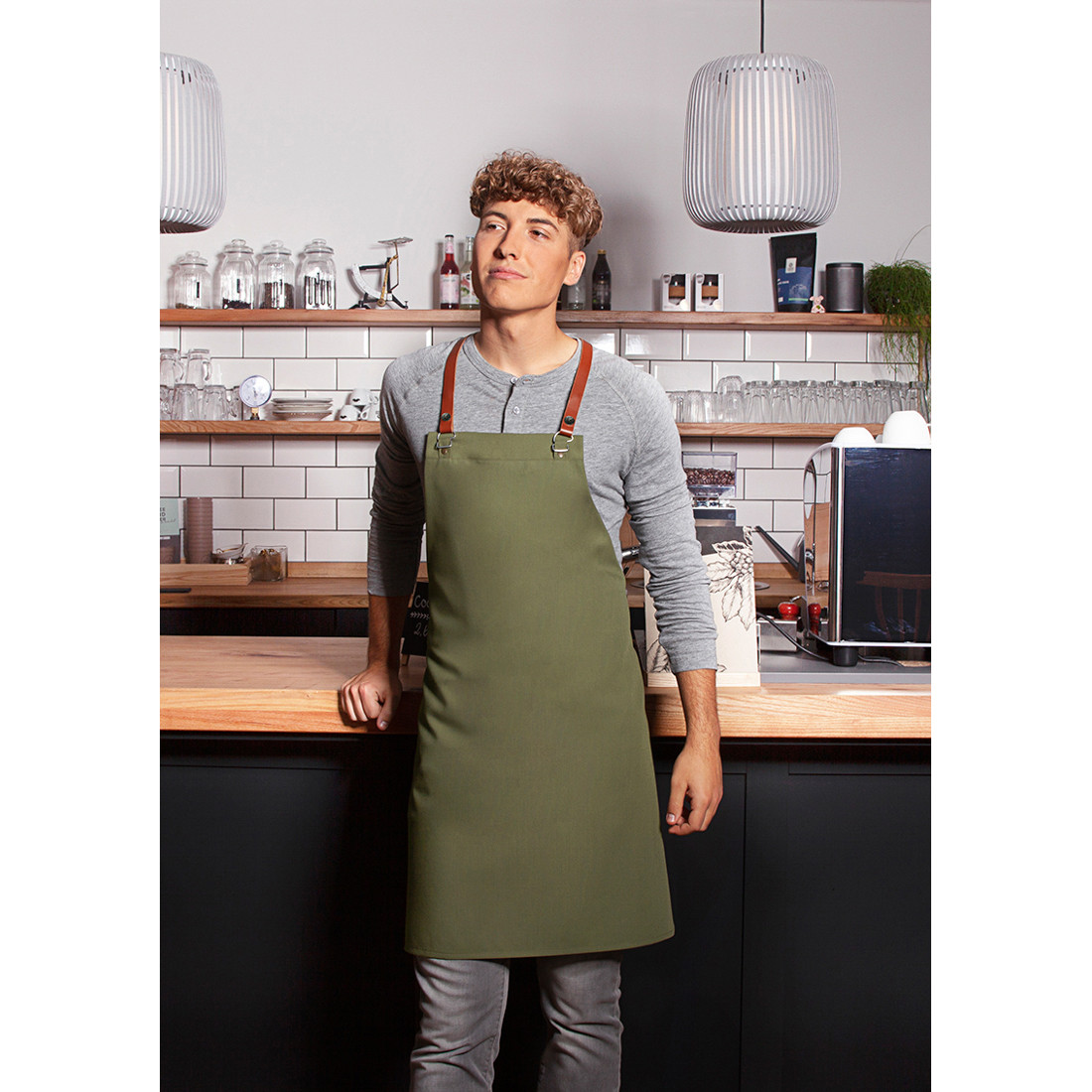 Bib Apron Green-Generation , from Sustainable Material , Recycled Polyester - Safetywear