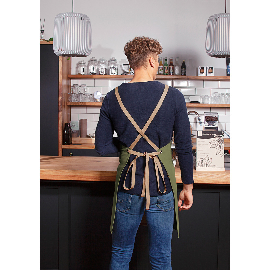 Bib Apron Urban-Nature with Cross Straps and Big Pocket - Safetywear