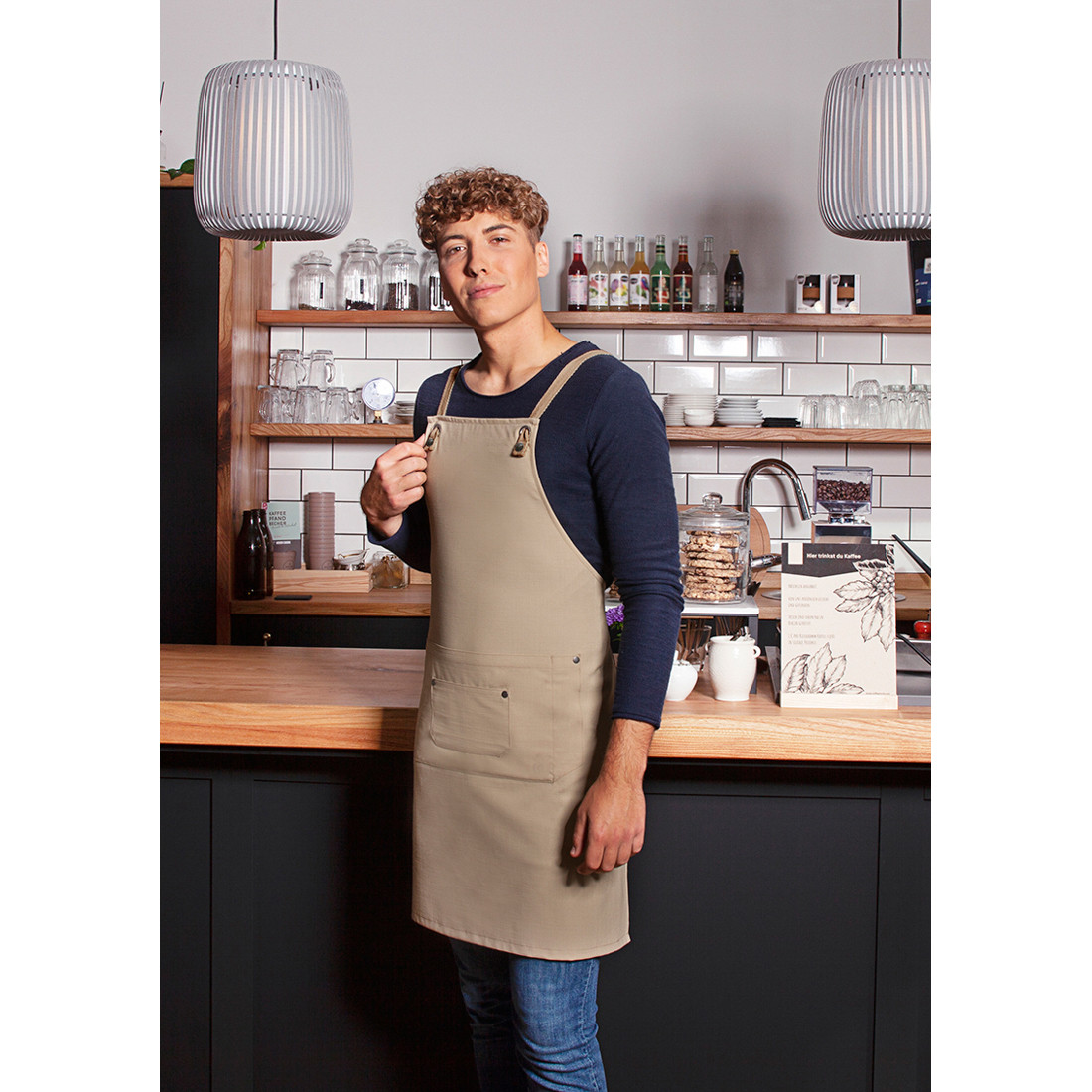 Bib Apron Urban-Nature with Cross Straps and Big Pocket - Safetywear Bib Apron Urban-Nature with Cross Straps and Big Pocket - Safetywear