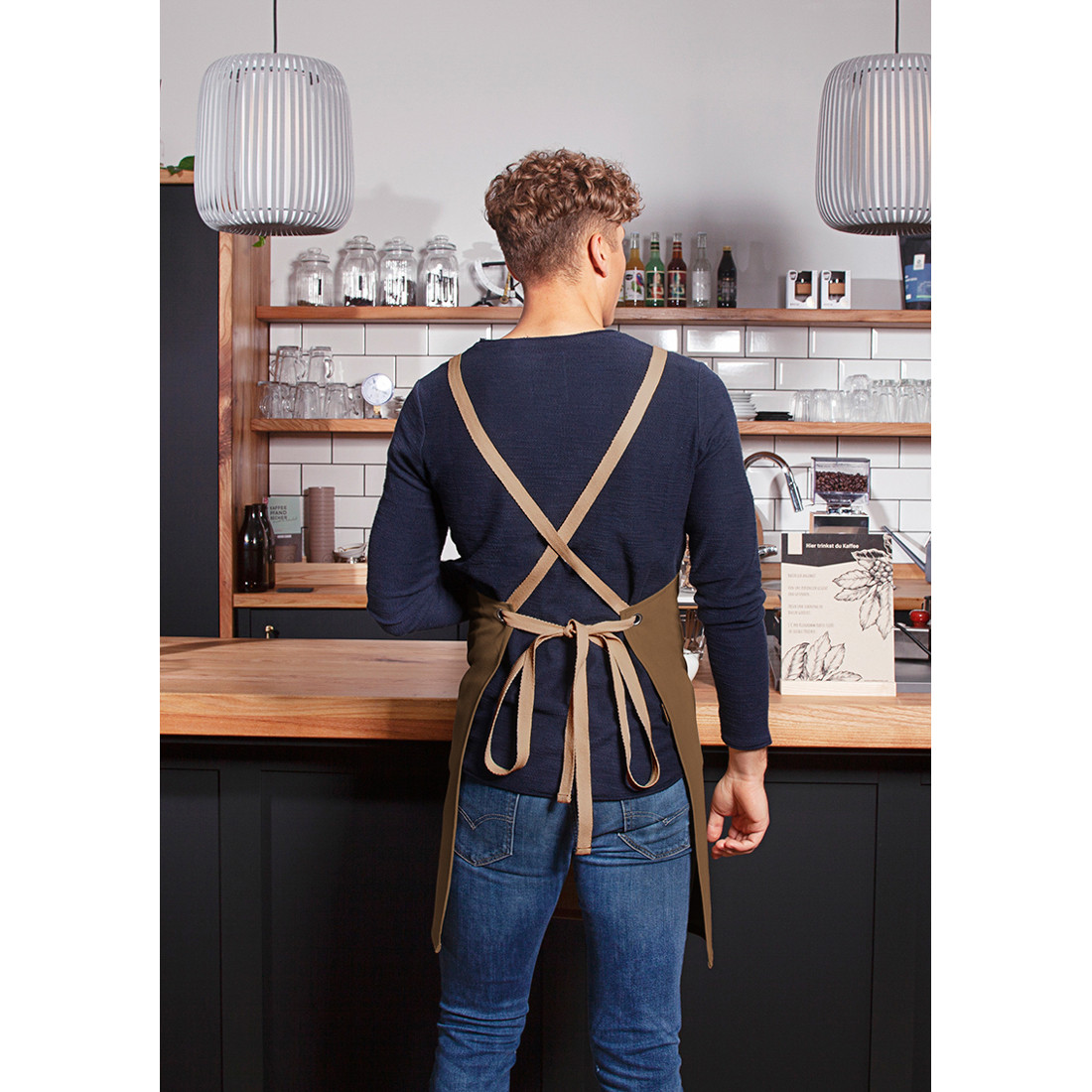 Bib Apron Urban-Nature with Cross Straps and Big Pocket - Safetywear Bib Apron Urban-Nature with Cross Straps and Big Pocket - Safetywear