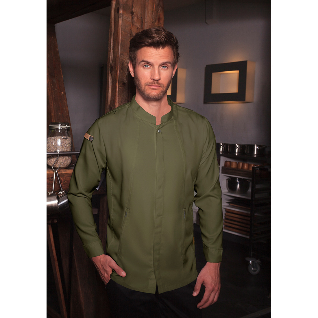 Chef Jacket Green-Generation , from Sustainable Material , 72% GRS Certified Recycled Polyester / 28% Conventional Cotton - Safetywear