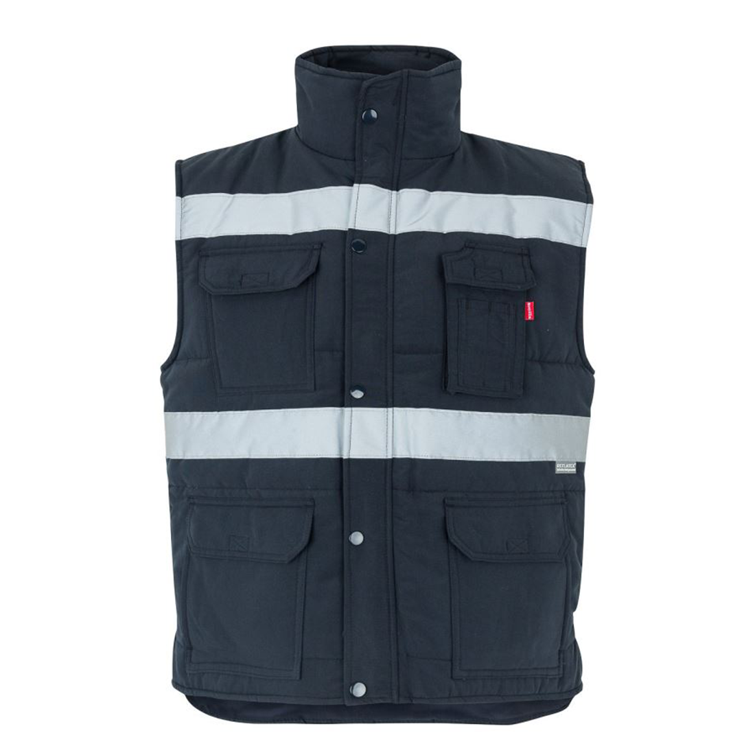 Vestă matlasată cu buzunare multiple și bandă reflectorizantă - Imbracaminte de protectie Vestă matlasată cu buzunare multiple și bandă reflectorizantă - Imbracaminte de protectie