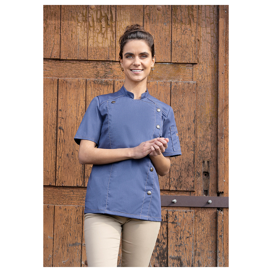Short-Sleeve Ladies' Chef Jacket Jeans-Style - Safetywear