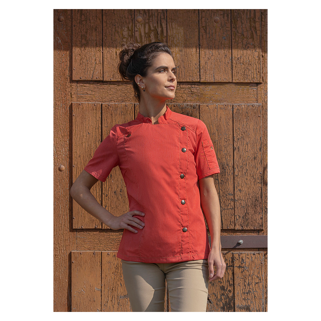 Short-Sleeve Ladies' Chef Jacket Jeans-Style - Safetywear