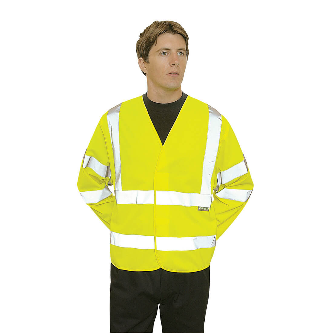 Warnschutz-Weste mit Reflexstreifen über Bauch und Schulter - Arbeitskleidung
