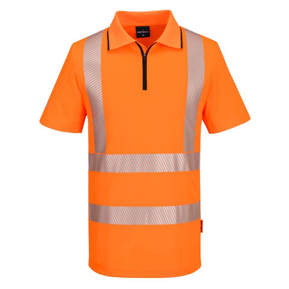 Polo sport haute visibilité KX3, fermeture éclair, manches courtes - Les vêtements de protection
