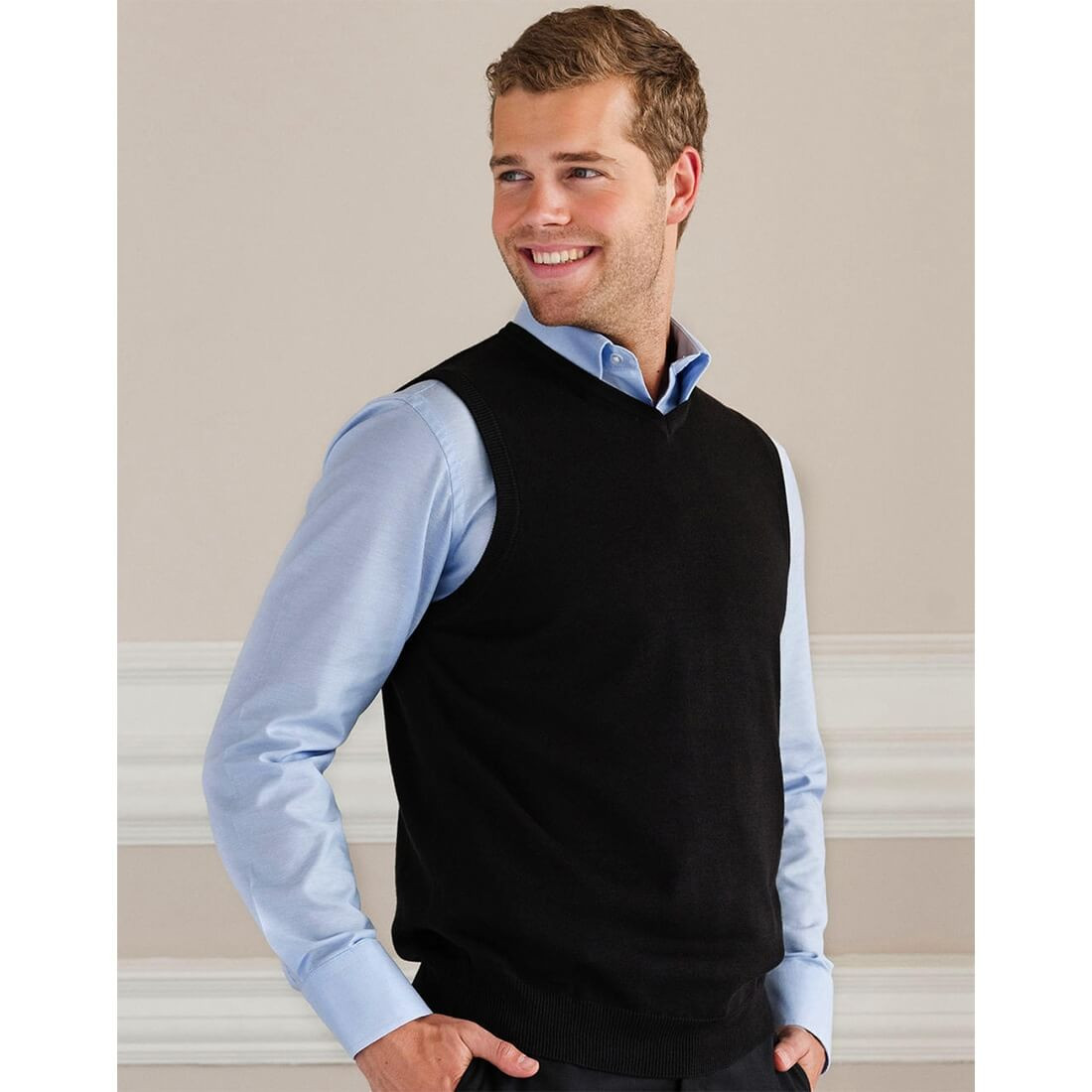 Men’s V-Neck Sleeveless Knitted Pullover - Les vêtements de protection