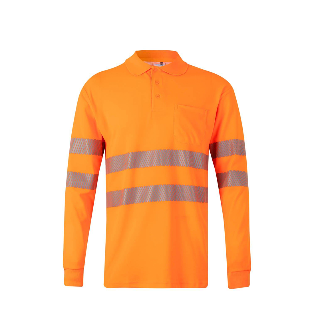 Long sleeve cotton polo shirt with segmented tape - Safetywear Long sleeve cotton polo shirt with segmented tape - Safetywear
