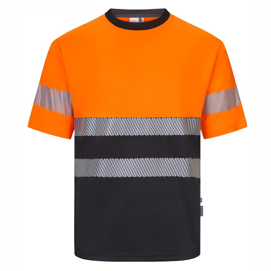 T-shirt HiVis bicolore in poliestere riciclato con bande segmentate, maniche corte - Abbigliamento di protezione