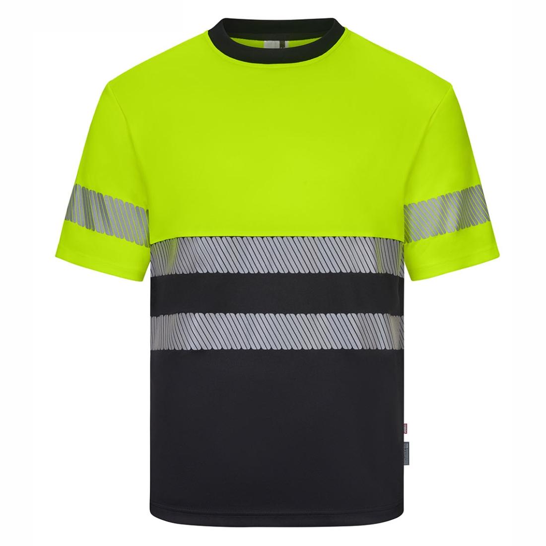 T-shirt HiVis bicolore in poliestere riciclato con bande segmentate, maniche corte - Abbigliamento di protezione