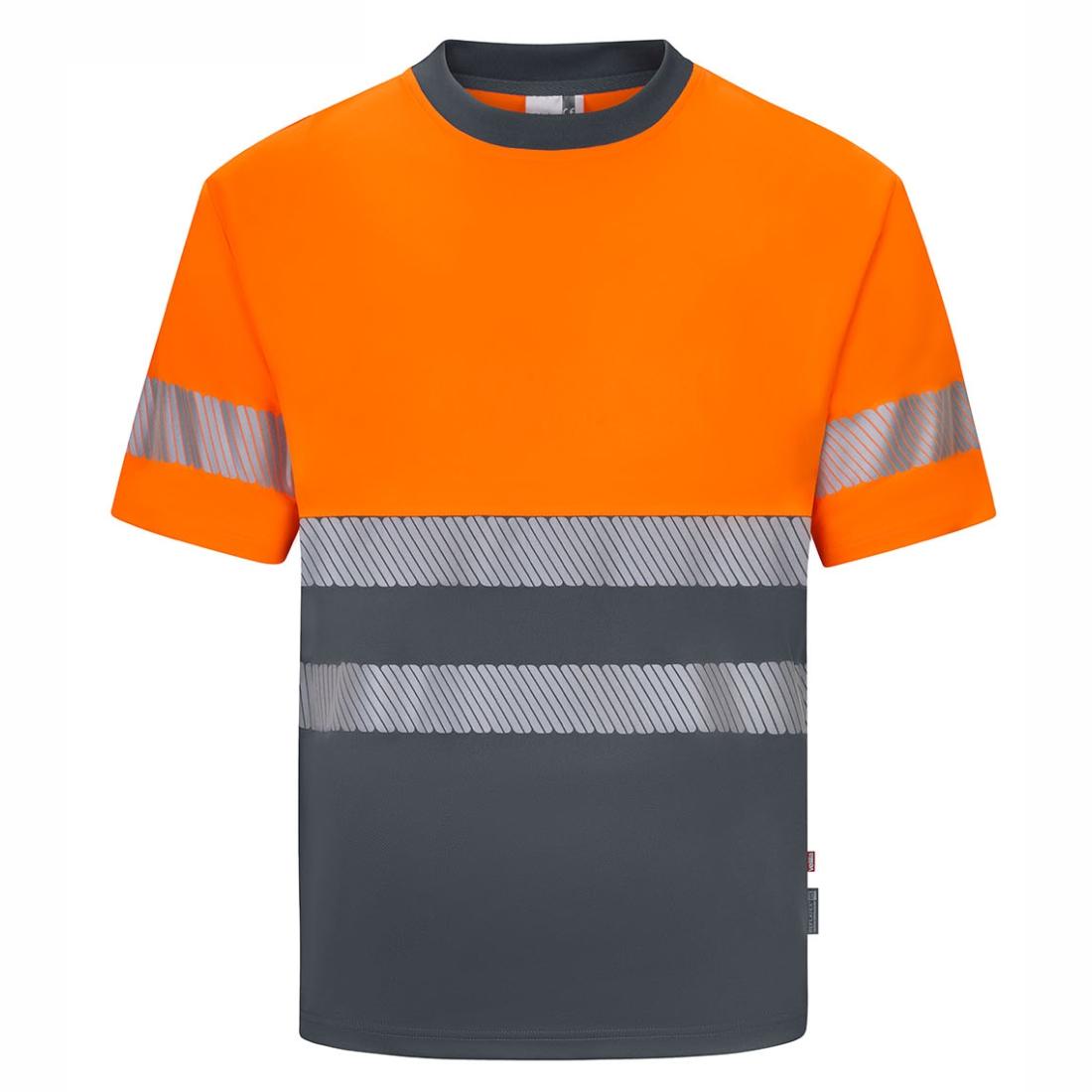 T-shirt HiVis bicolore in poliestere riciclato con bande segmentate, maniche corte - Abbigliamento di protezione