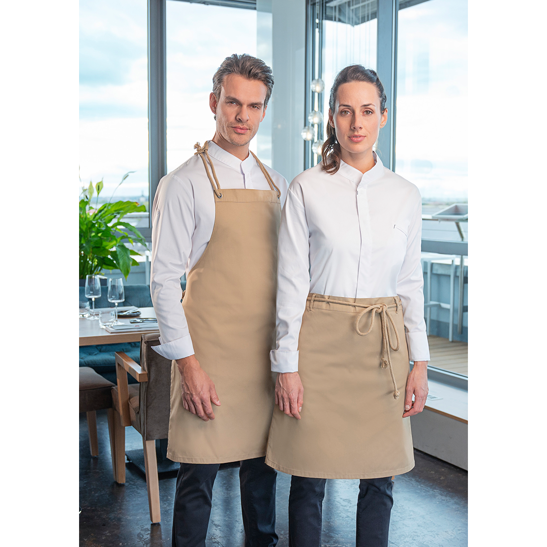 Bib Apron New-Nature , from sustainable material , 65 % GRS Certified Recycled Polyester / 35 % Conventional Cotton - Safetywear