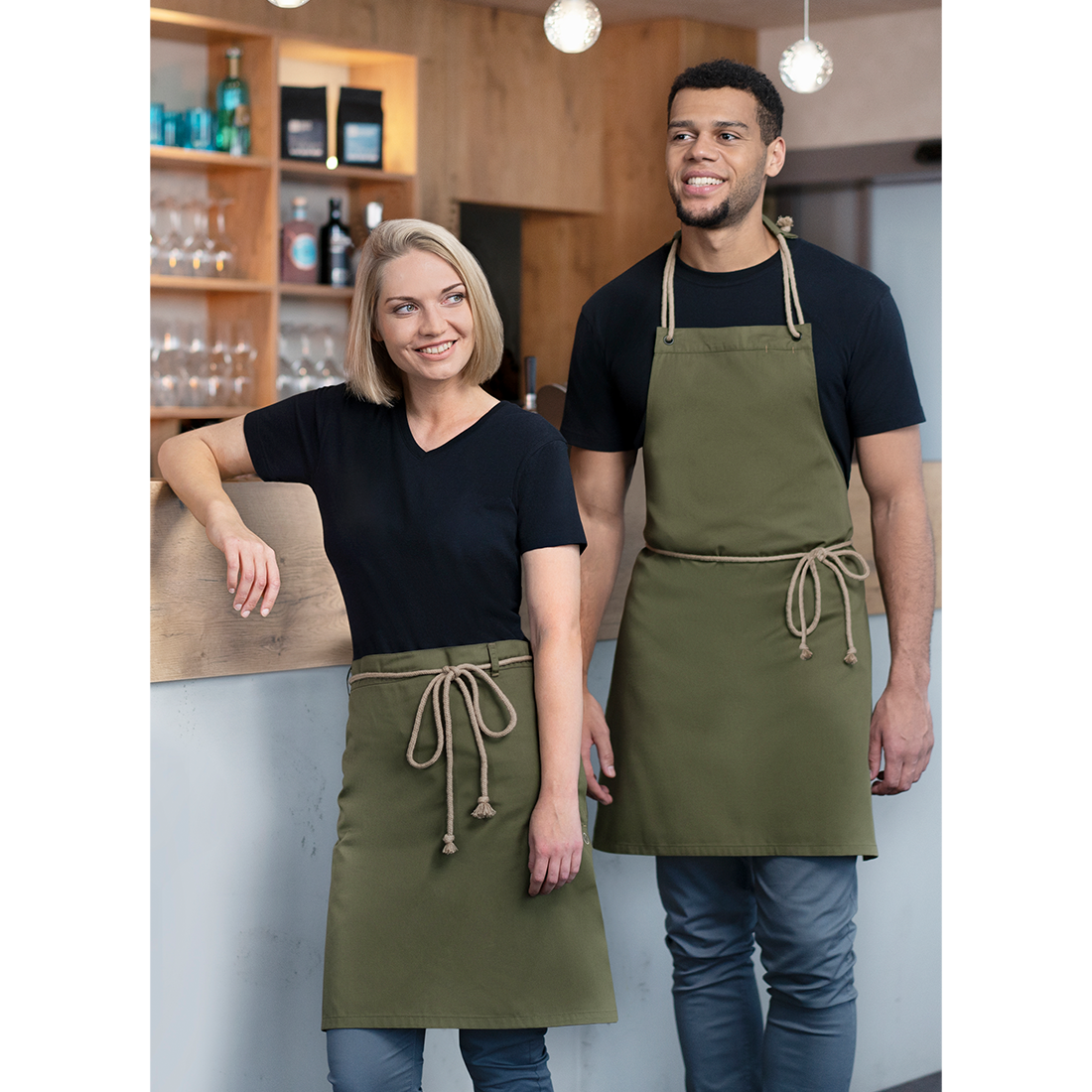 Bib Apron New-Nature , from sustainable material , 65 % GRS Certified Recycled Polyester / 35 % Conventional Cotton - Safetywear