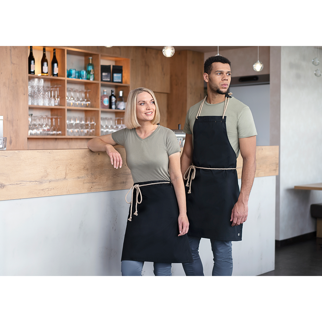 Bib Apron New-Nature , from sustainable material , 65 % GRS Certified Recycled Polyester / 35 % Conventional Cotton - Safetywear