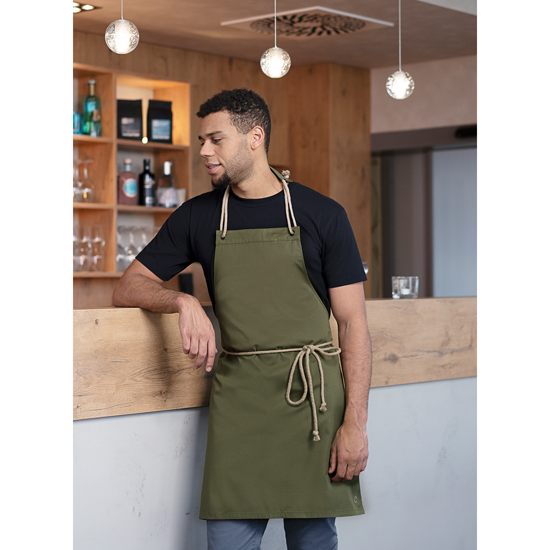 Bib Apron New-Nature , from sustainable material , 65 % GRS Certified Recycled Polyester / 35 % Conventional Cotton - Safetywear