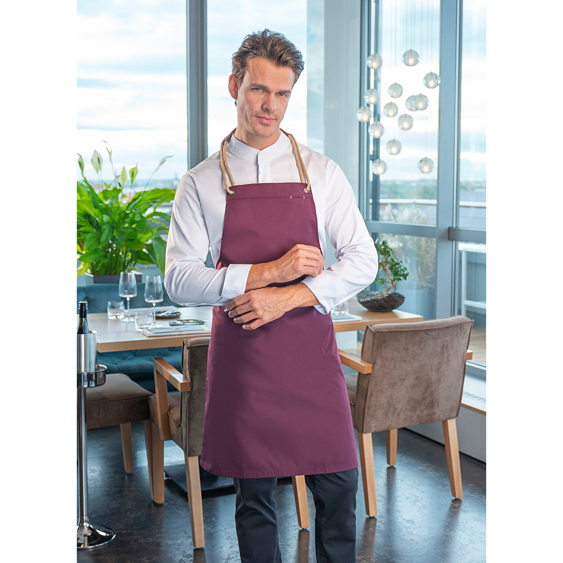 Bib Apron New-Nature , from sustainable material , 65 % GRS Certified Recycled Polyester / 35 % Conventional Cotton - Safetywear