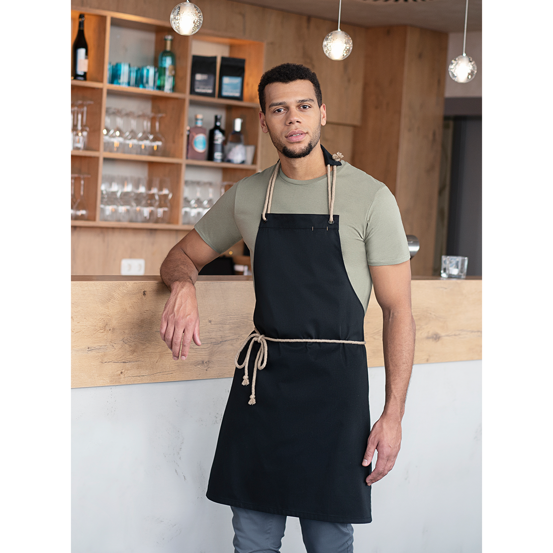 Bib Apron New-Nature , from sustainable material , 65 % GRS Certified Recycled Polyester / 35 % Conventional Cotton - Safetywear