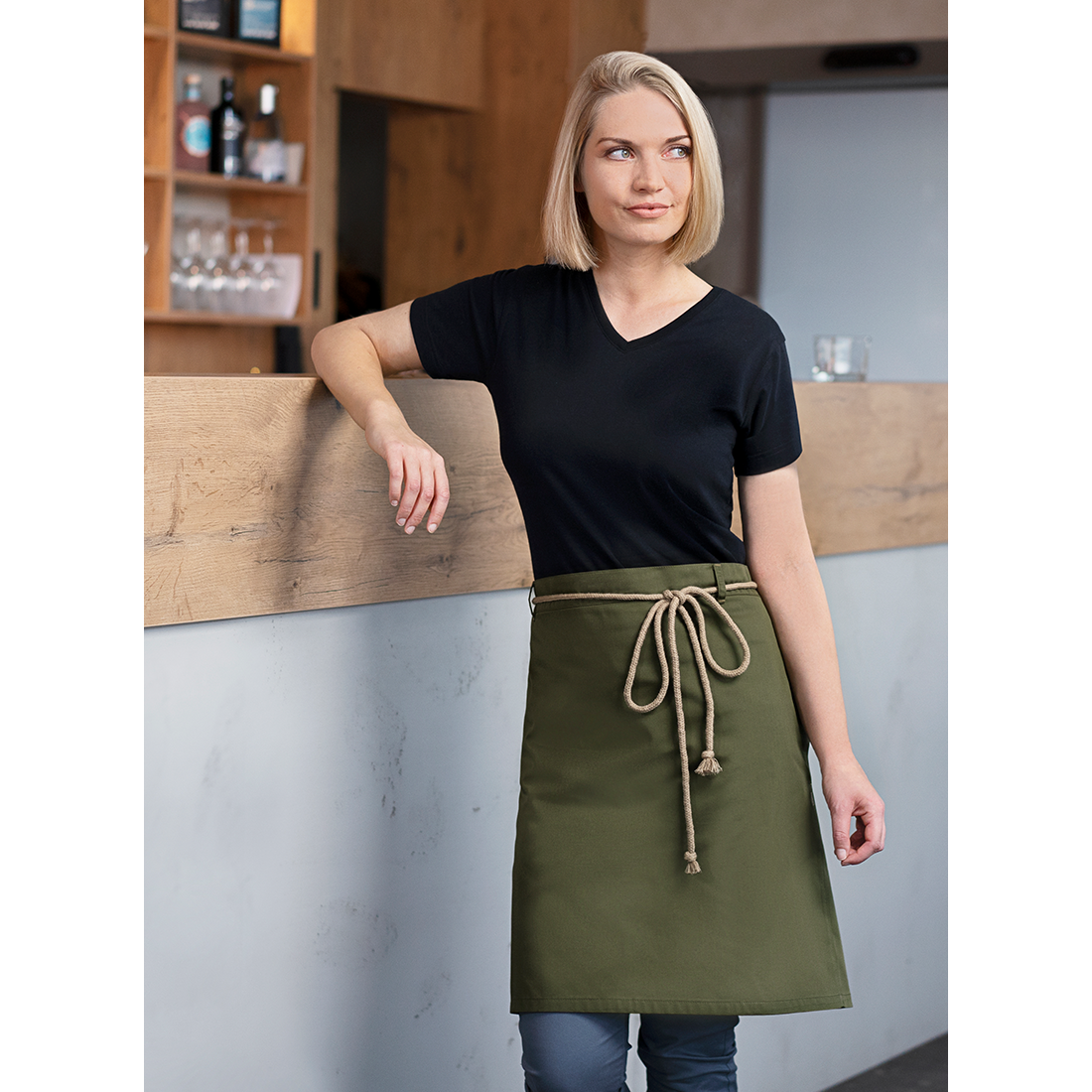 Waist Apron New-Nature , from sustainable material , 65% GRS Certified Recycled Polyester / 35% Conventional Cotton - Safetywear Waist Apron New-Nature , from sustainable material , 65% GRS Certified Recycled Polyester / 35% Conventional Cotton - Safetywear