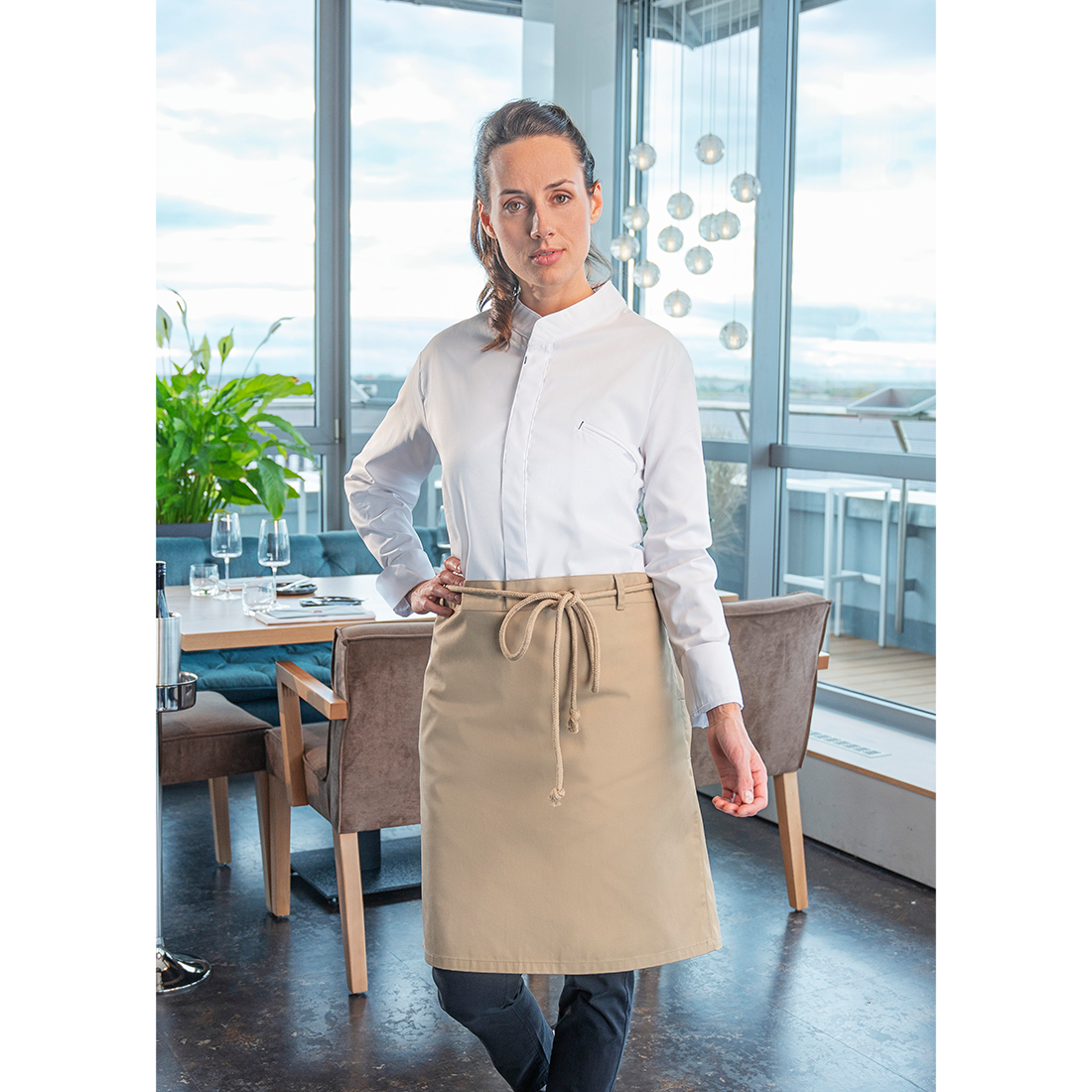 Waist Apron New-Nature , from sustainable material , 65% GRS Certified Recycled Polyester / 35% Conventional Cotton - Safetywear Waist Apron New-Nature , from sustainable material , 65% GRS Certified Recycled Polyester / 35% Conventional Cotton - Safetywear