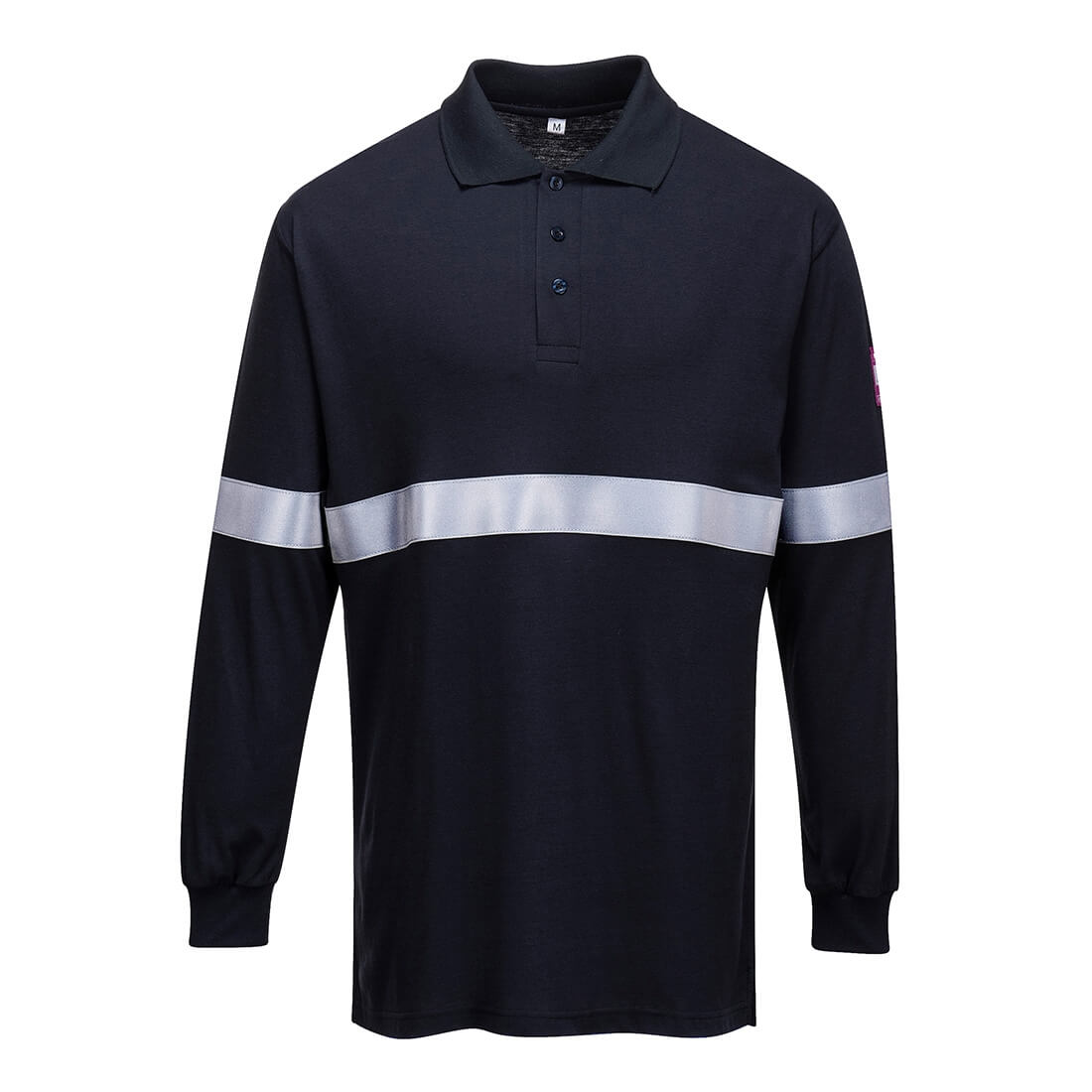 Flame Resistant Anti-Static Long Sleeve Polo Shirt with Reflective Tape - Safetywear