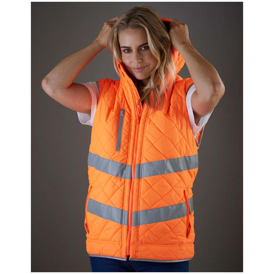 Gilet matelassé réfléchissant avec capuche Fluo Kensington - Les vêtements de protection