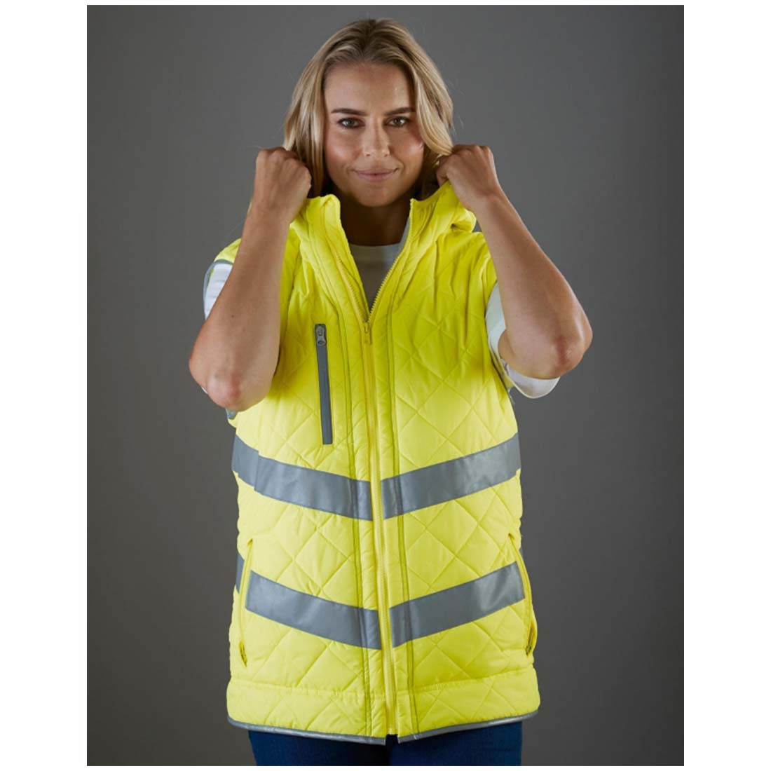 Gilet matelassé réfléchissant avec capuche Fluo Kensington - Les vêtements de protection