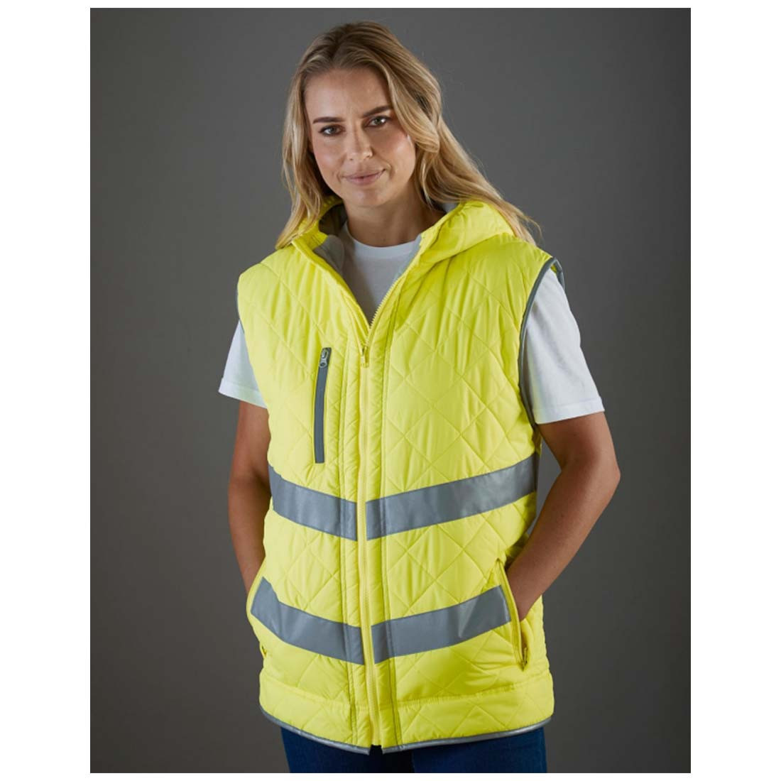 Chaleco acolchado reflectante con capucha Fluo Kensington - Ropa de protección