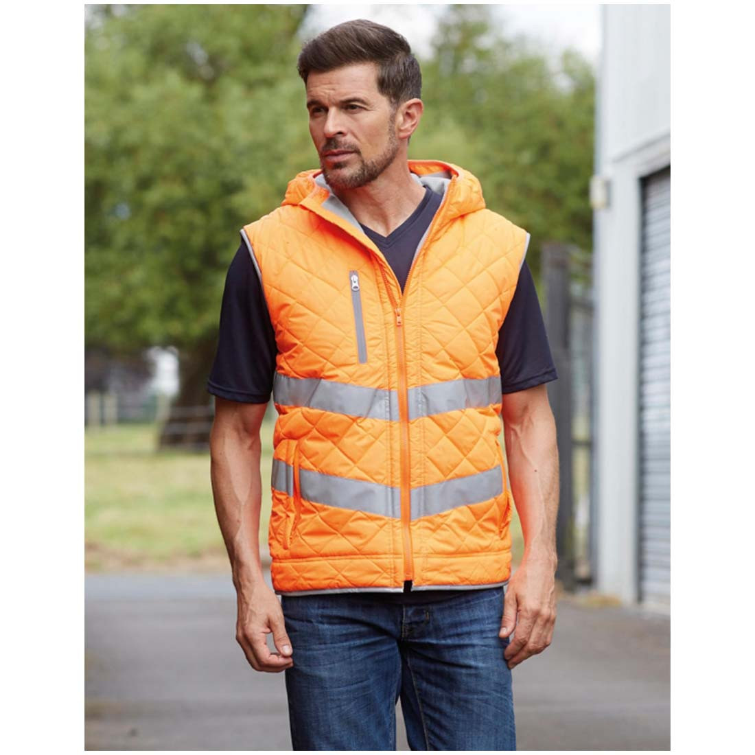 Gilet matelassé réfléchissant avec capuche Fluo Kensington - Les vêtements de protection