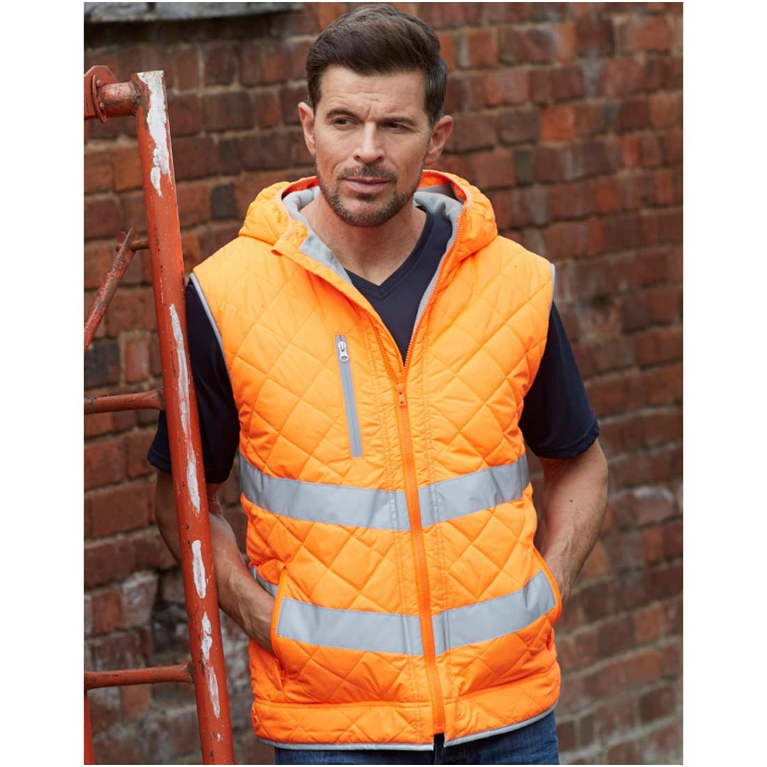 Gilet matelassé réfléchissant avec capuche Fluo Kensington - Les vêtements de protection