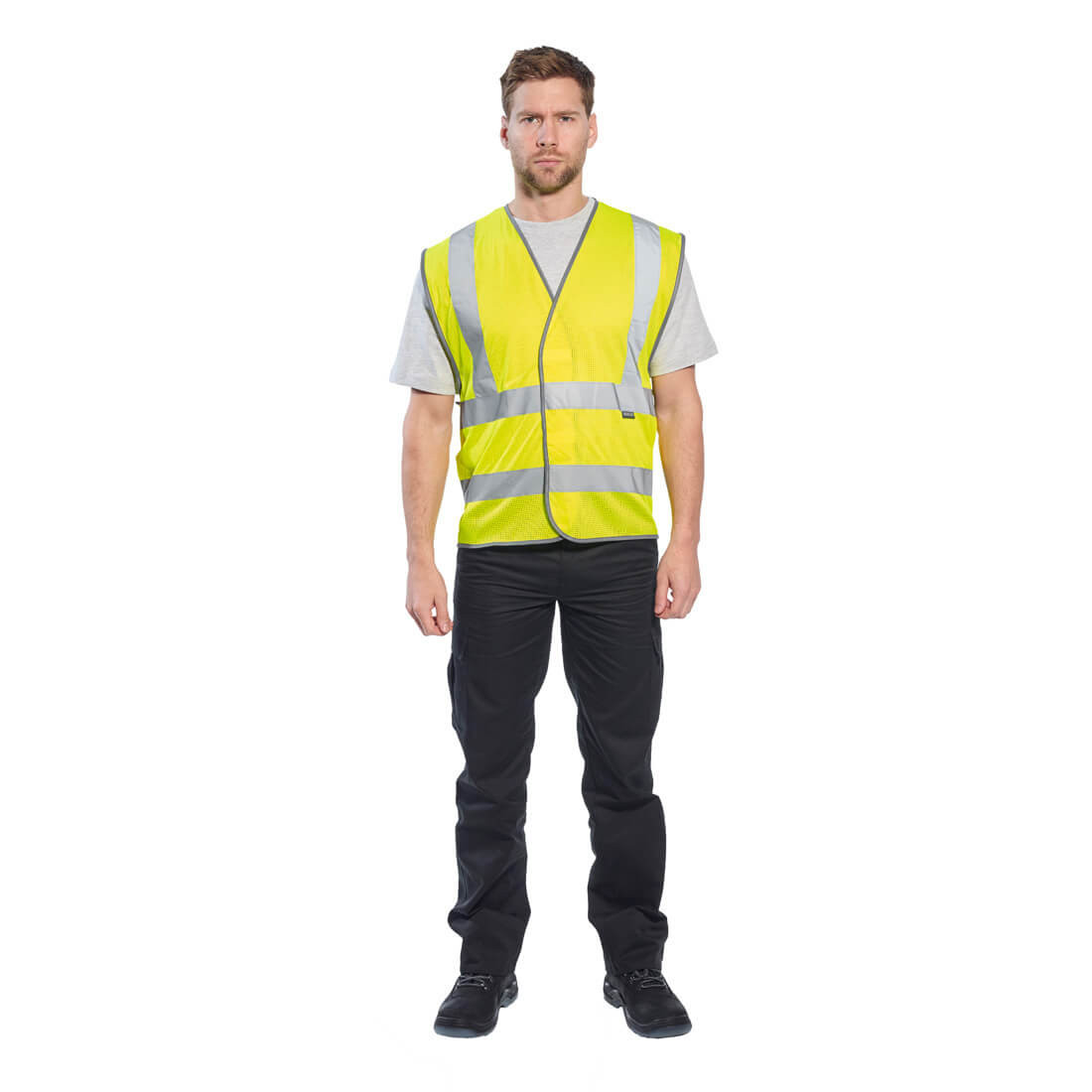 Warnschutzweste mit schwarzem Kontrast - Arbeitskleidung